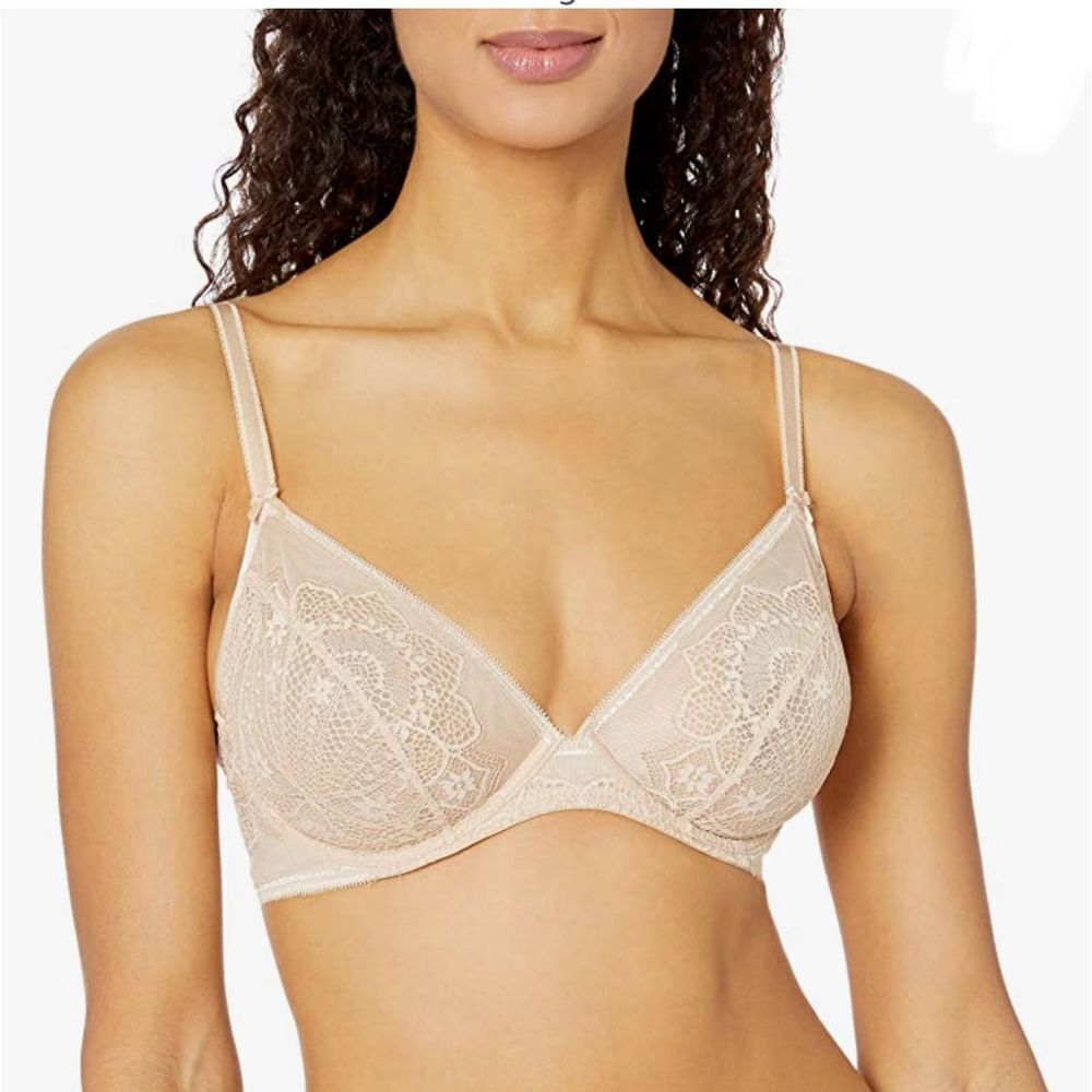 Wacoal Take The Plunge Underwire Bra Beige Lace 34 DD NWOT